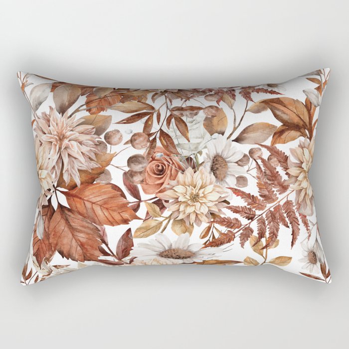 Vintage Autumn Floral Rectangular Pillow