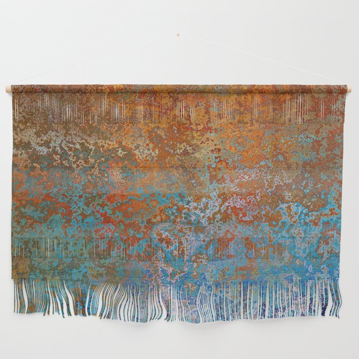 Vintage Rust, Terracotta and Blue Wall Hanging