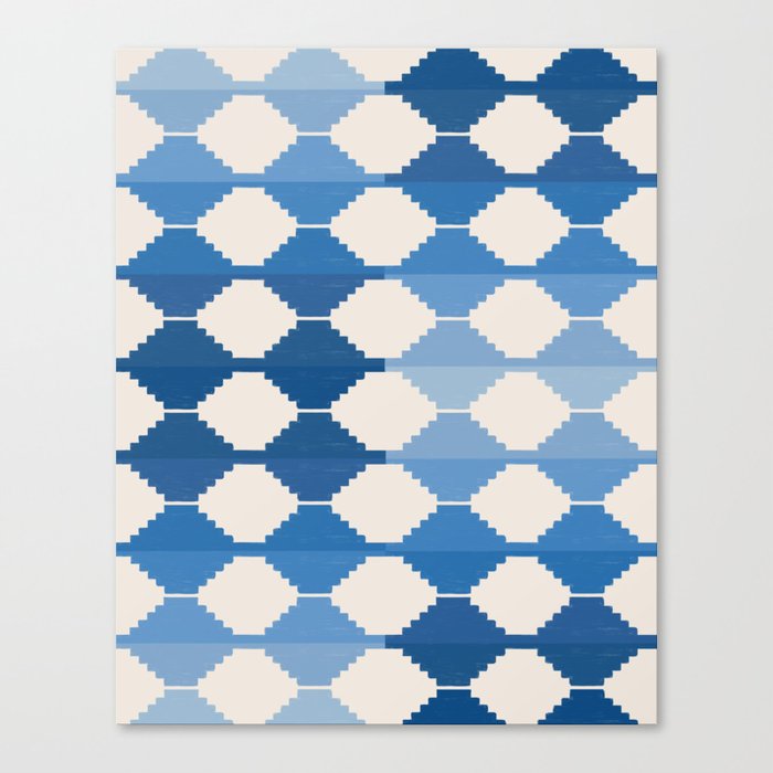 Blue Ombre Mosaic Kilim Pattern Canvas Print