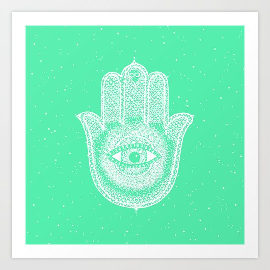 Hamsa lucky green Art Print