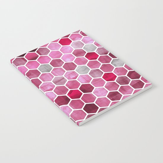 Pink Ink - watercolor hexagon pattern Notebook