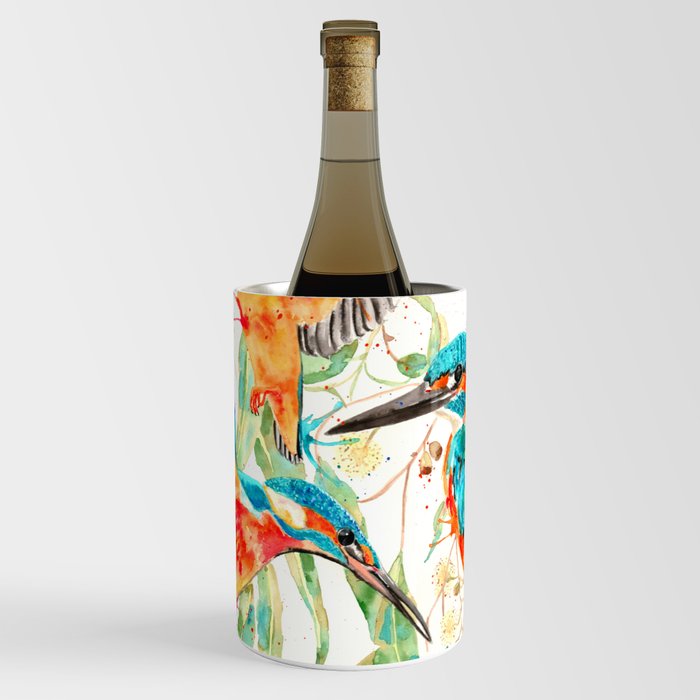 Beautiful Watercolour Kingfisher  Wine Chiller