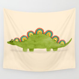 Rainbow colored dinosaur (stegosaurus) Wall Tapestry