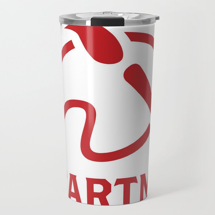 JustArtMore Logo Red White background Travel Mug
