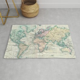 Vintage Map of The World (1801) Area & Throw Rug