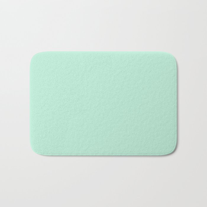 Mint Green Pastel Solid Color Block, Color Block Bathroom Rug