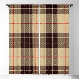 Tan Tartan with Black and Red Stripes Blackout Curtain