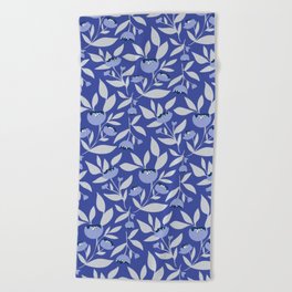 Bold and bright blue peony flower Beach Towel