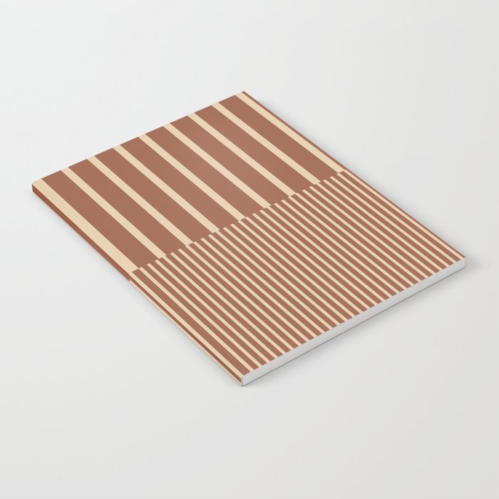 Stripes Pattern and Lines 10 in Terracotta Beige Notebook