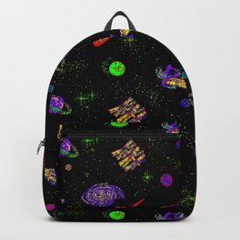 Technicolor Spaceship Backpack | Vintage, Graphicdesign, 80S, Tacky, Gaudy, Planets, Nebula, Spaceship, Retro, Galaxy 