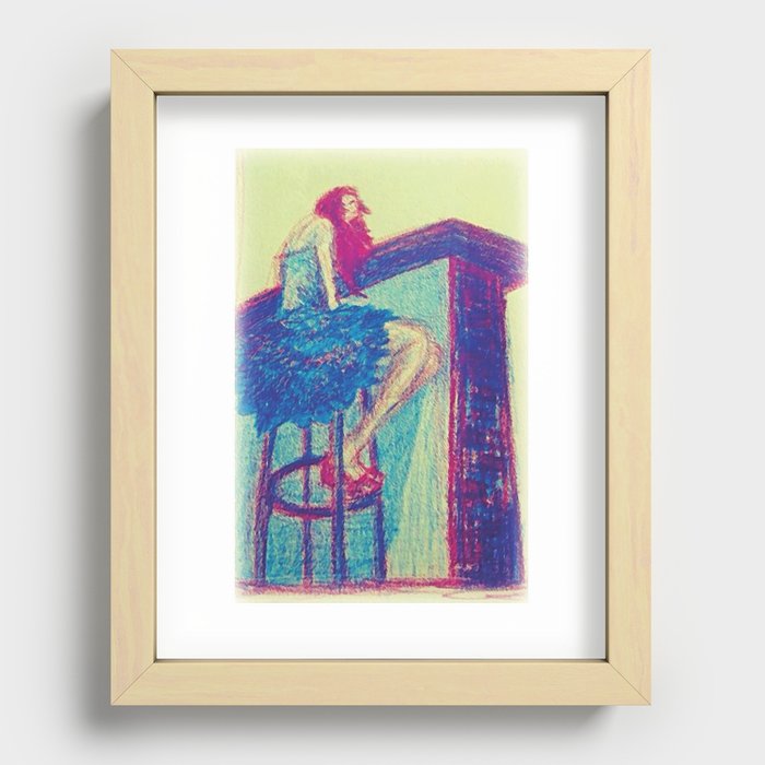 Girl at the bar Recessed Framed Print