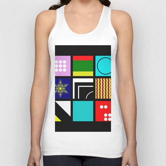 Eclectic 1 - Random collage of 9 bold colourful patterns in an abstract style Unisex Tank Top