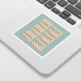 Minimal Wavy "Stay Cool" Text | Vintage Color Palette | Retro Aesthetic  Sticker