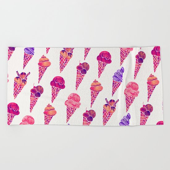Ice Cream Cones – Fuchsia Palette Beach Towel