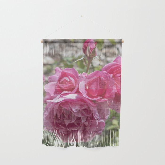 Bright pink roses - floral cheerful nature photography Wall Hanging