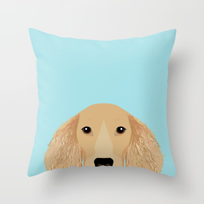 Long Haired Dachshund cream coat cute pet portraits custom dog breed art Throw Pillow