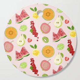 Repeating pattern of sliced fruit and berries Cutting Board