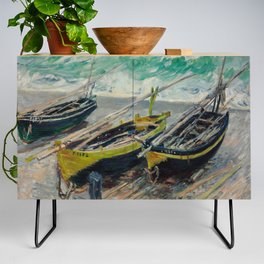 Three Fishing Boats by Claude Monet Credenza