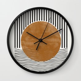Abstract Modern Poster Wall Clock | Balance, Paper, Design, Stripes, Shapes, Watercolor, Collage, Minimalistic, Simple, Retro 