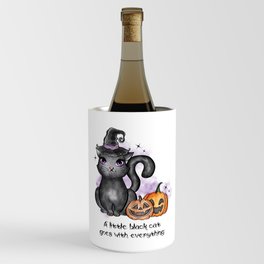 Cat lover Happy Halloween witch cat Wine Chiller