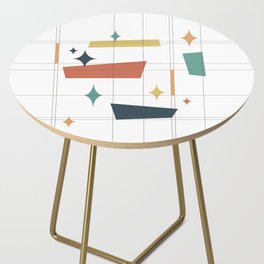 Mid Century Modern Abstract Composition 7 in Orange, Teal, Yellow and Charcoal Side Table