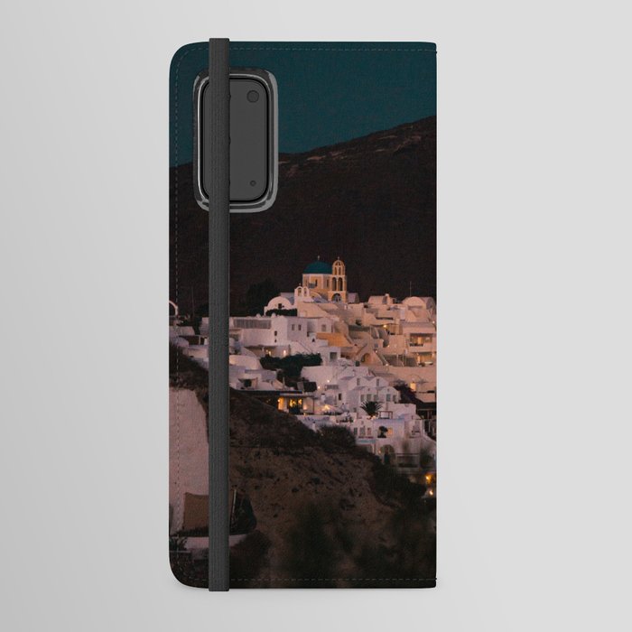 Santorini View by night | Cliffside Greek Village under the Night Sky | Greece Island Travel Photography Android Wallet Case