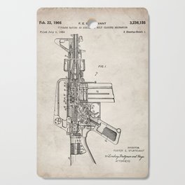 M16 Rifle Patent - Military Rifle Art - Antique Cutting Board