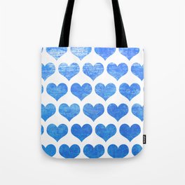 Raining Blue Hearts Tote Bag