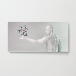 Science and Technology with Man Holding Molecule Metal Print | Man, Discovery, Next, Holding, Future, Science, Futuristic, Organization, Molecule, Technology 
