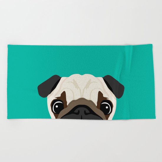 Peeking Pug Beach Towel