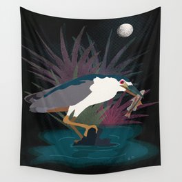  Black Crowned Night Heron Wall Tapestry
