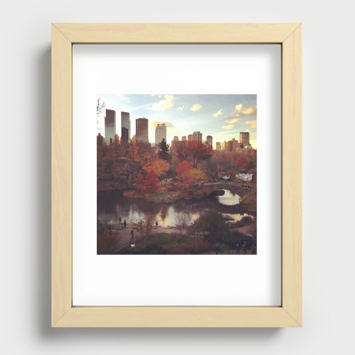 Central Park Fall Foliage Recessed Framed Print