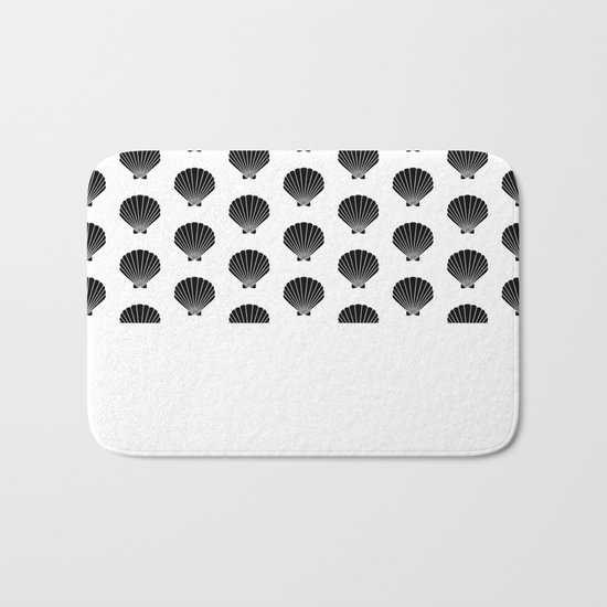 Seashells abstract black and white minimal pattern print painting india ink brushstroke modern art Bath Mat