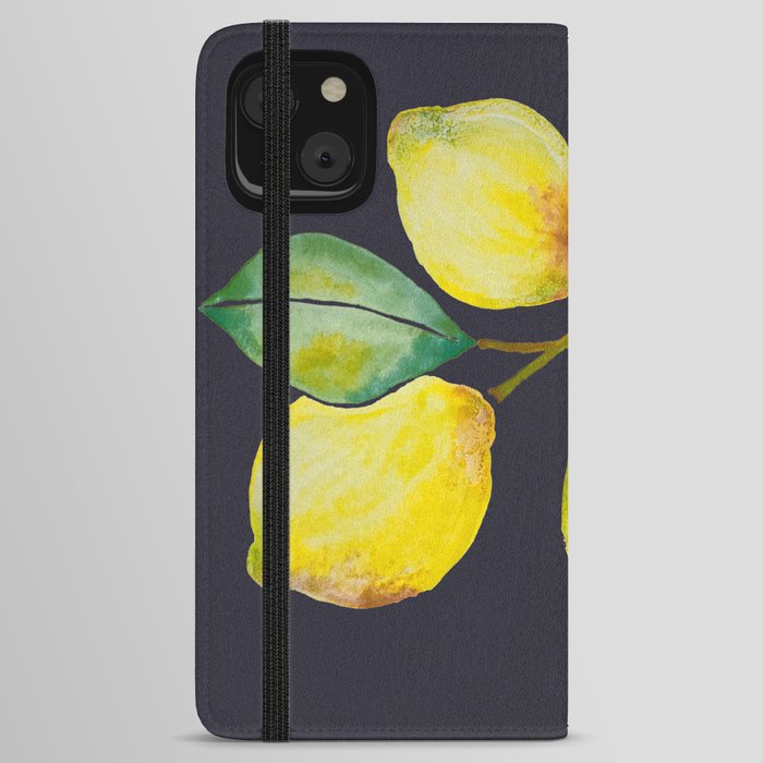 The Lemon Branch - Black background iPhone Wallet Case