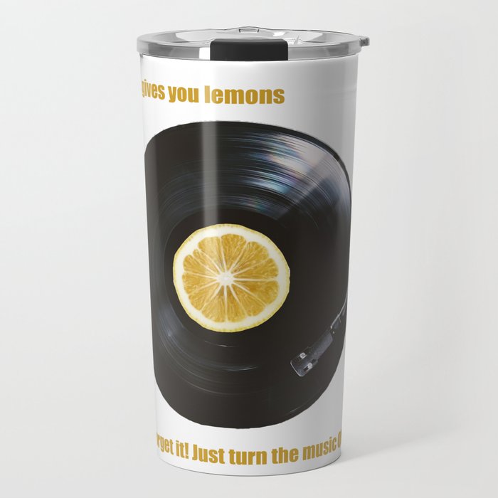 Have a fresh lemonade of music! With your vinyl lemon record just turn the music on and you'll have the perfect mix Travel Mug