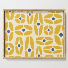 Mid Century Modern Geometric Abstract 825 Yellow and Blue Serving Tray