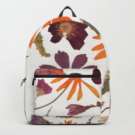 Garden Blooms Multicolor Pressed Flower Collage Backpack | Cottage, Retro, Yellow, Summer, Pink, Botanical, Collage, Nature, Natural, Blossom 