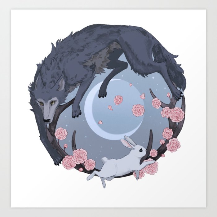 Rabbit and Wolf Art Print