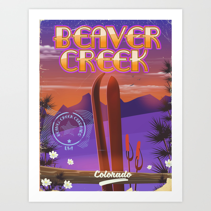 Beaver Creek Ski Colorado Vintage Travel Poster Art Print By