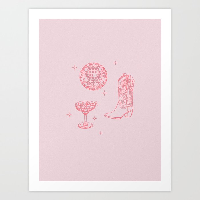 Disco Cowgirl Pink Art Print