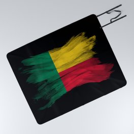 Benin flag brush stroke, national flag Picnic Blanket
