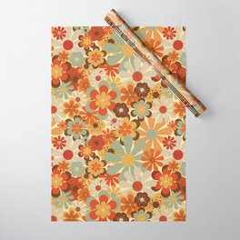 Patterned Retro 70's Floral Prints Wrapping Paper