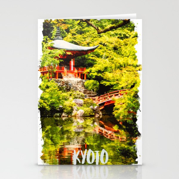 Kyoto Japan city watercolor Stationery Cards