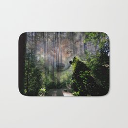The Wild in Us Bath Mat | Silhouette, Forest, Digital, Wolf, Abstract, Spirit, Wild, Wolves, Nature, Collage 