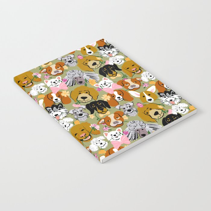 Doggone Sweet Adorable Dog and Flower Pattern Notebook
