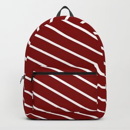 [ Thumbnail: Maroon & White Colored Lines/Stripes Pattern Backpack ]