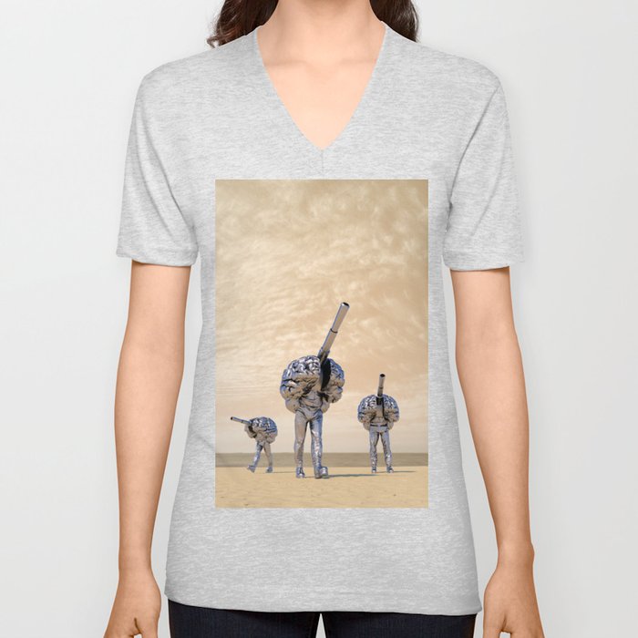 Vintage Robot Beachhead V Neck T Shirt