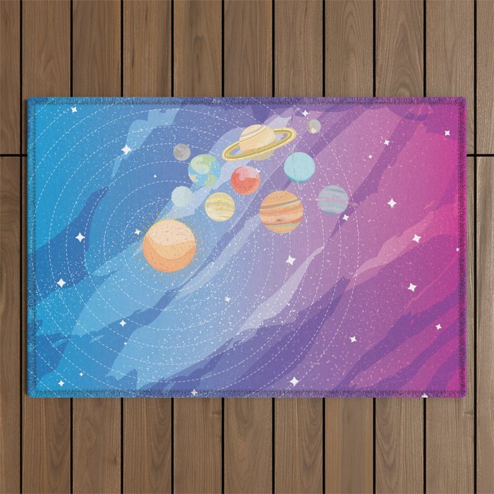 Space Planets Outdoor Rug
