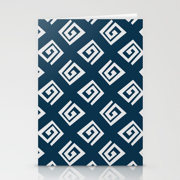 Ethnic geometric spiral pattern - dark blue Stationery Cards