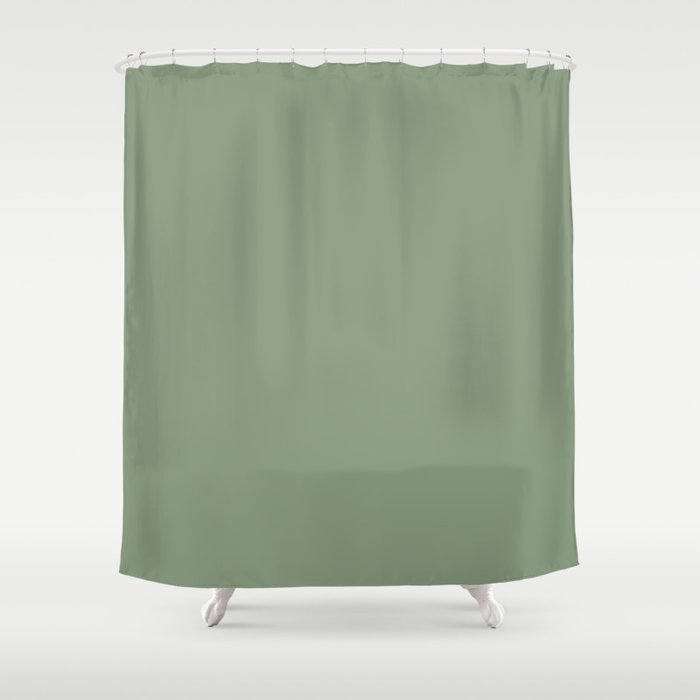 Mid-tone Green Solid Color 2022 A/W Trending Hue Coloro Jade 062-57-10 Shower Curtain
